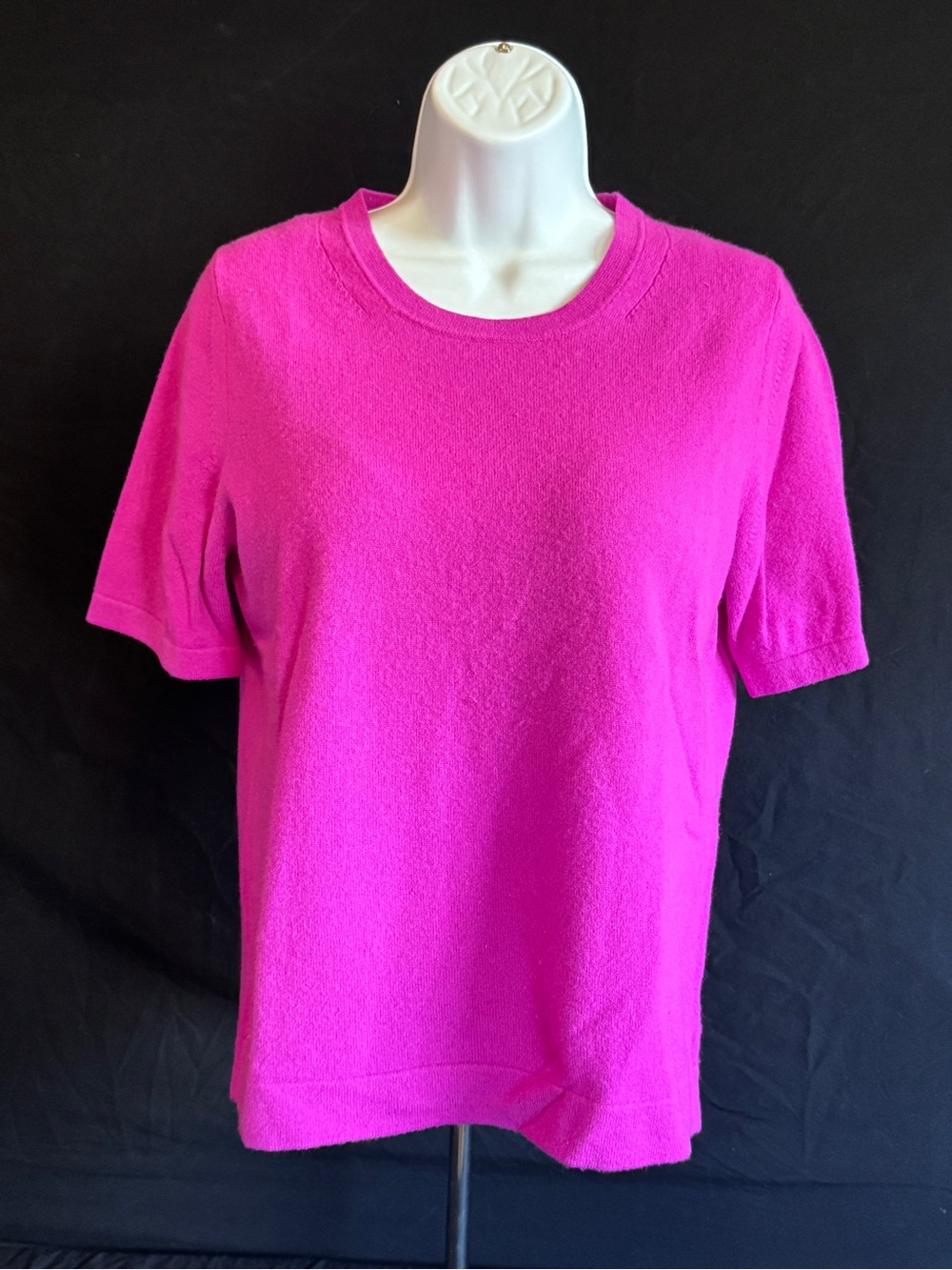 Pure Collection Short Sleeve Crewneck Top - Hot Pink